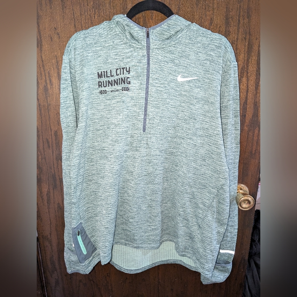 Nike Light Mint Green Running Hoodie W Thumbholes & ID/Key Pocket